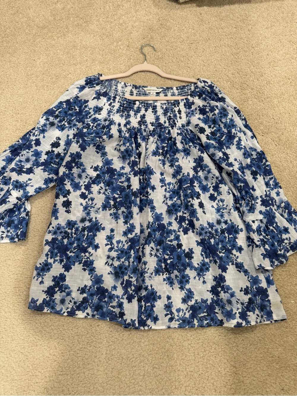 Counterparts Blue and White Blouse